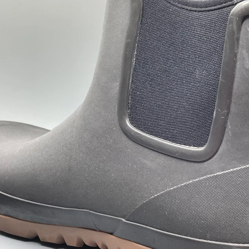 Bogs Arcata Chelse Mid Waterproof Men Rain Boots Gray Gum Lug Sole Slip On Work